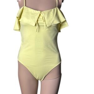 Wilfred  bathing suit ,one piece,size M, yellow 
Overlay frill,